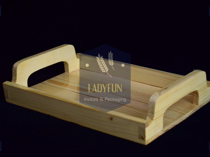 Pine tray with carved handles