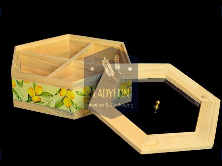 Wooden Hexagonal dryfruit Box