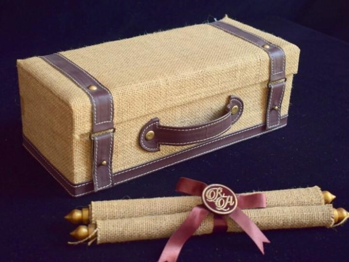 wedding invitation card & box crafted in jute