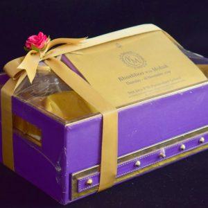 Royal purple wedding hamper & card with slider