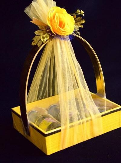 Silk wedding invitation hamper basket