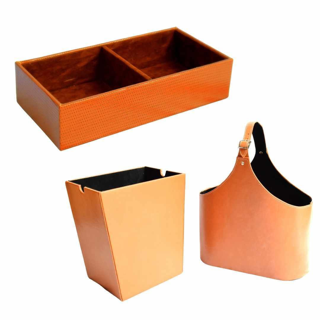 Leather baskets & boxes