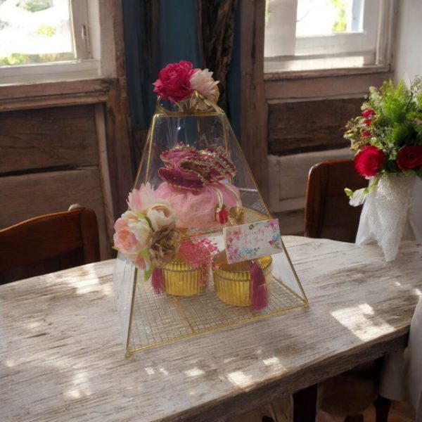 Pyramid platter with 1 potli and 2 crystal jar - Image 2