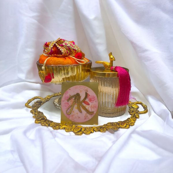 Rajwadi Platter with  jar and Crown Vase - Image 2