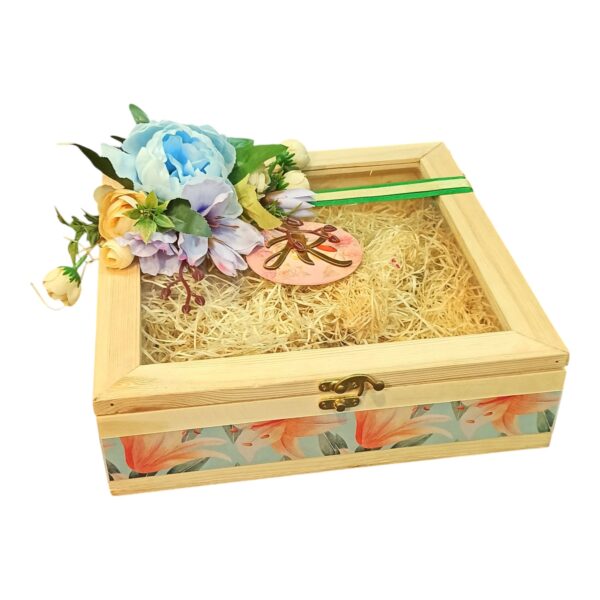 Rustic Treasure Gift Box - Pine MDF with Floral Adornments